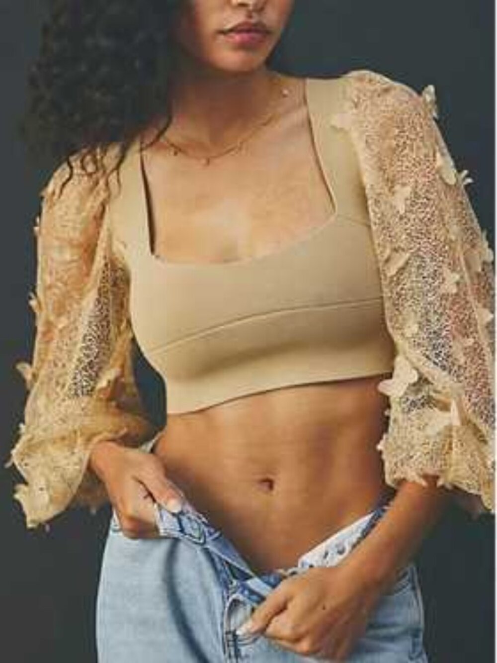 Free People Intimately Free Flutter By Cropped Top in Light Brown/Tan